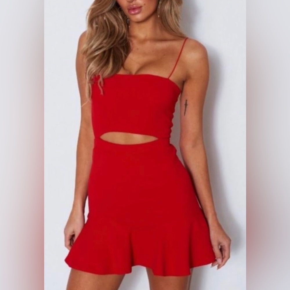 WITH TAGS red cut out dress